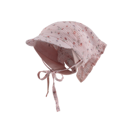 STERNTALER Šátek na hlavu na zavazování s kšiltem květiny růžová holka- 43 cm 5-6 m