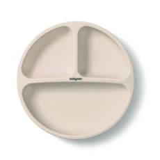 BABYONO Talíř silikonový s přísavkou - beige 6m+