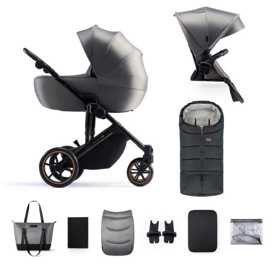 KINDERKRAFT Kočárek kombinovaný 2v1 Prime 2 Grey + Fusak Jibot Charcoal Grey KINDERKRAFT Kočárek kombinovaný 2v1 Prime 2 Grey + Fusak Jibot Charcoal Grey