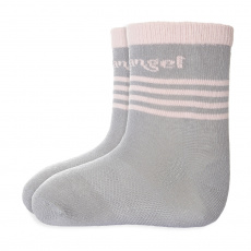 Little Angel-Ponožky tenké protiskluz Outlast® - tm.šedá/sv.růžová Velikost: 15-19 | 10-13 cm