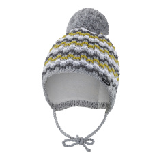 Little Angel-Čepice pletená zavazovací vlnky Outlast ® - sv.šedá Velikost čepic: 3 | 42-44 cm