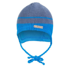 Little Angel-Čepice pletená zavazovací LA Outlast ® - denim pruh Velikost čepic: 1 | 36-38 cm