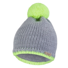 Little Angel-Čepice pletená neon Outlast ® - sv.šedá/žlutá bambule Velikost čepic: 3 | 42-44 cm