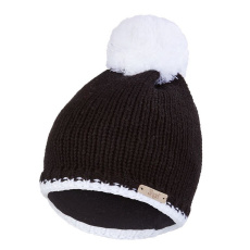 Little Angel-Čepice pletená Outlast ® - černá/bílá bambule Velikost čepic: 3 | 42-44 cm