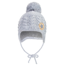 Little Angel-Čepice pletená zavazovací copánky LA Outlast ® - sv.šedá Velikost čepic: 3 | 42-44 cm