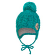 Little Angel-Čepice pletená zavazovací copánky LA Outlast ® - zelená Velikost čepic: 3 | 42-44 cm