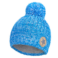 Little Angel-Čepice pletená bambule Outlast ® - modrá melír Velikost čepic: 3 | 42-44 cm
