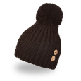 Little Angel-Čepice pletená bambule knoflíky Outlast ® - černá Velikost čepic: 5 | 49-53 cm