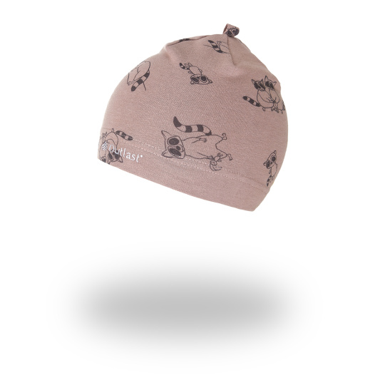 Little Angel-Čepice smyk natahovací TISK Outlast ® - oříšková mývalové Velikost čepic: 3 | 42-44 cm