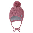 Little Angel-Čepice pletená zavazovací bambule LA Outlast ® - starorůžová Velikost čepic: 4 | 45-48 cm