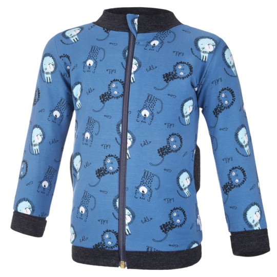 Little Angel-Mikina podšitá Outlast® - denim lvíčci/šedý melír Velikost oblečení: 110 Little Angel-Mikina podšitá Outlast® - denim lvíčci/šedý melír Velikost oblečení: 110