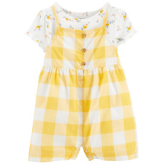 CARTER'S Set 2dílný triko kr. rukáv, kraťasy na kšandy Yellow Flowers holka 3m CARTER'S Set 2dílný triko kr. rukáv, kraťasy na kšandy Yellow Flowers holka 3m