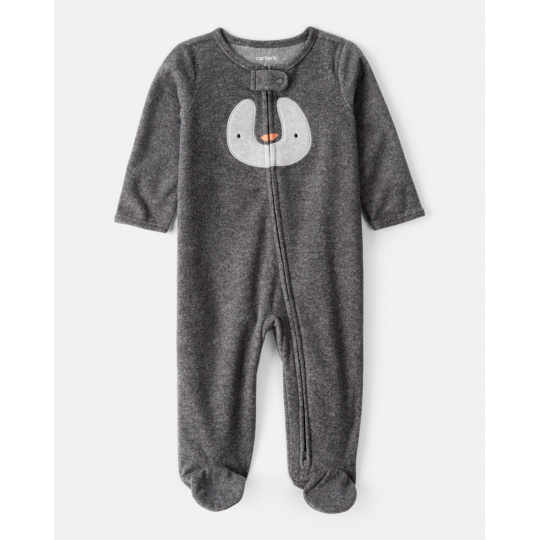 CARTER'S Overal na zip fleece Sleep & Play grey Penguin uni 9m/vel.74