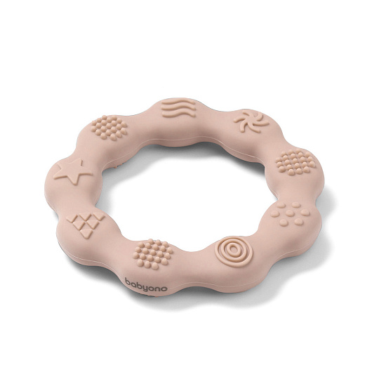 BABYONO Kousátko silikonové Kroužek Beige