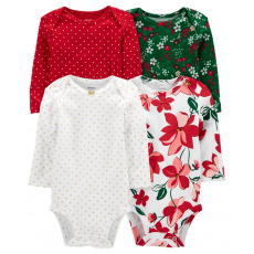 CARTER'S Body dl. rukáv Red Green dívka 4ks NB /vel.56 CARTER'S Body dl. rukáv Red Green dívka 4ks NB /vel.56