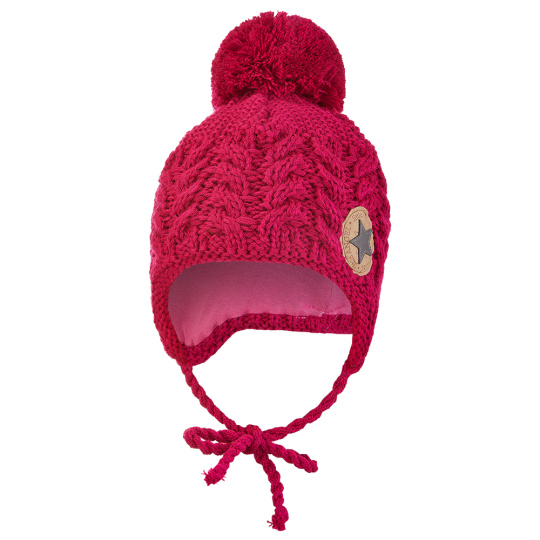 Little Angel-Čepice pletená zavazovací copánky LA Outlast ® - růžová Velikost čepic: 3 | 42-44 cm