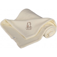 KAARSGAREN-Dětská deka smetanová s pejskem fleece bavlna KAARSGAREN-Dětská deka smetanová s pejskem fleece bavlna