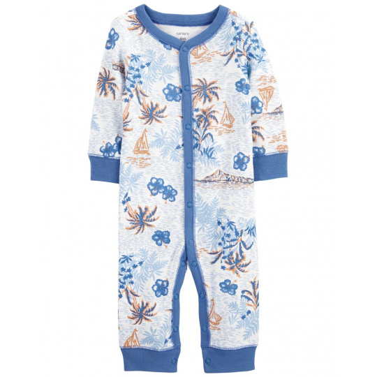 CARTER'S Overal bez nožiček na druky Sleep&Play Blue Palm kluk NB/vel. 56