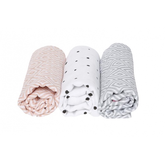 MOTHERHOOD Plena mušelínová 3ks Pink Squares 70x80 cm MOTHERHOOD Plena mušelínová 3ks Pink Squares 70x80 cm