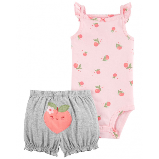 CARTER'S Set 2dílný body na ramínka, kraťasy Pink Peach holka 9m