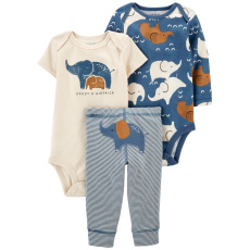 CARTER'S Set 3dílný body dl. rukáv, body kr. rukáv, tepláky Blue Elephant chlapec LBB PRE/ vel. 46 CARTER'S Set 3dílný body dl. rukáv, body kr. rukáv, tepláky Blue Elephant chlapec LBB PRE/ vel. 46