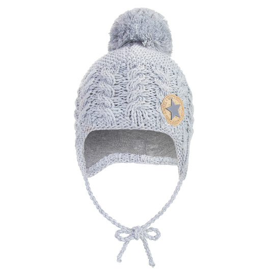 Little Angel-Čepice pletená zavazovací copánky LA Outlast ® - sv.šedá Velikost čepic: 3 | 42-44 cm