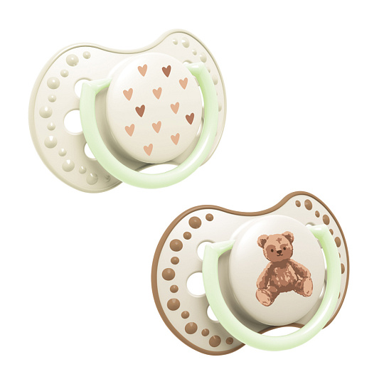 LOVI Dudlík svítící silikonový dynamický Teddy love 0-6m 2ks