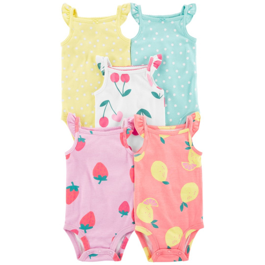 CARTER'S Body na ramínka Dots Fruit holka 5ks NB/vel. 56