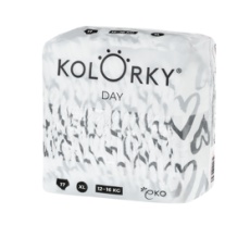 KOLORKY DAY Pleny jednorázové eko, srdce XL (12-16 kg) 17 ks KOLORKY DAY Pleny jednorázové eko, srdce XL (12-16 kg) 17 ks