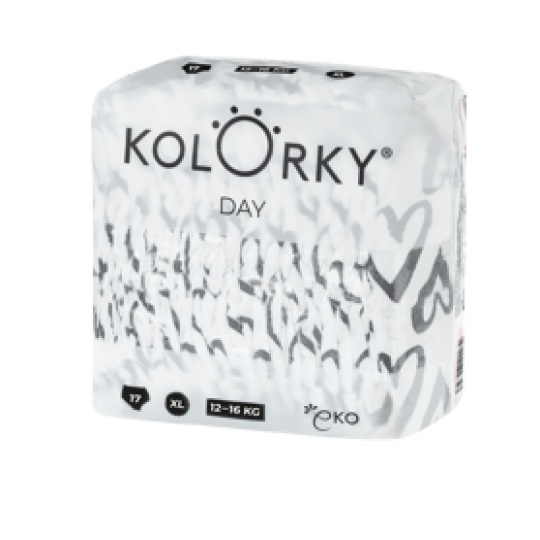 KOLORKY DAY Pleny jednorázové eko, srdce XL (12-16 kg) 17 ks