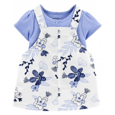 CARTER'S Set 2dílný body kr. rukáv, šaty na kšandy Blue Floral dívka 12m CARTER'S Set 2dílný body kr. rukáv, šaty na kšandy Blue Floral dívka 12m