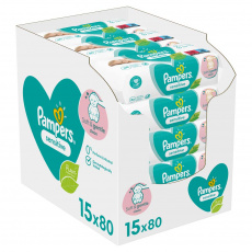PAMPERS Sensitive Ubrousky vlhčené 15 Balení = 1200 ks PAMPERS Sensitive Ubrousky vlhčené 15 Balení = 1200 ks