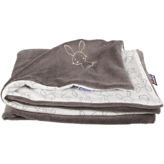 KAARSGAREN-Dětská deka šedá zajíc Wellsoft bavlna