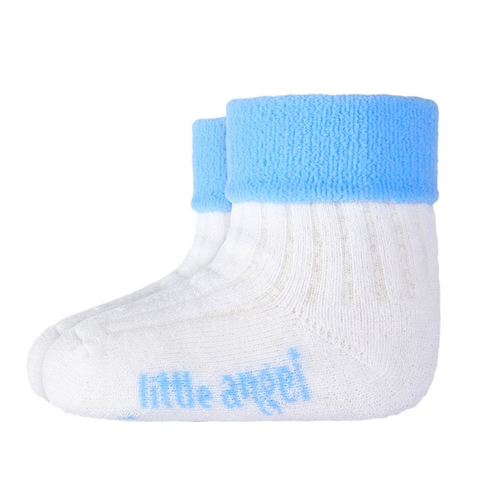 Little Angel-Ponožky froté Outlast® - bílá/sv.modrá Velikost: 10-14 | 7-9 cm