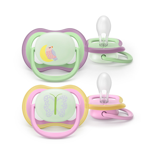 Philips AVENT Šidítko Ultra air noční 6-18m dívka, 2ks