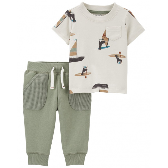 CARTER'S Set 2dílný triko kr. rukáv, tepláky Green Toucan kluk 6m