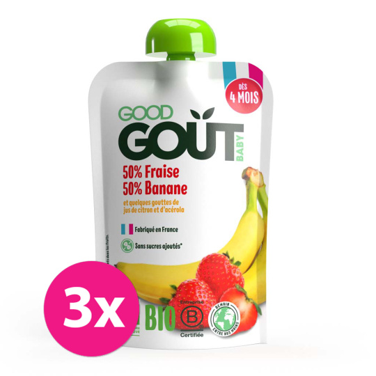 3x GOOD GOUT BIO Jahoda s banánem 120 g