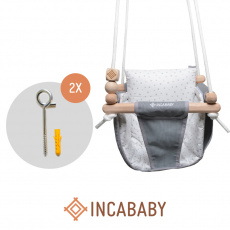 INCABABY Houpačka Junior Swing Grey Stars + hák do houpačky 2ks INCABABY Houpačka Junior Swing Grey Stars + hák do houpačky 2ks