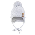 Little Angel-Čepice pletená zavazovací bambule a knoflíky Outlast ® - sv.šedá melír Velikost čepic: 2 | 39-41 cm
