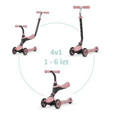 QPLAY Koloběžka / odrážedlo Sema Pink, věk 1 - 6 let, do 50 kg QPLAY Koloběžka / odrážedlo Sema Pink, věk 1 - 6 let, do 50 kg