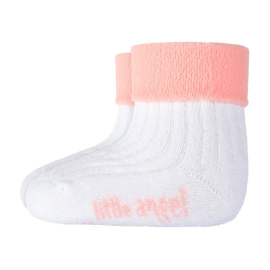 Little Angel-Ponožky froté Outlast® - bílá/sv.růžová Velikost: 10-14 | 7-9 cm