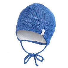 Little Angel-Čepice pletená zavazovací tenká Outlast ® - modrá Velikost: 2, 39-41 cm