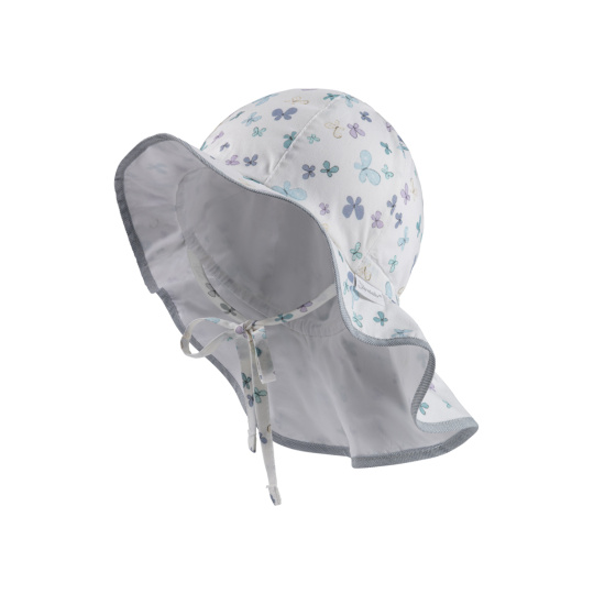 STERNTALER Klobouk s ochranou krku motýli organická bavlna UV 30+ bílá holka- 43 cm 5-6 m