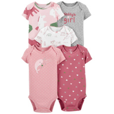 CARTER'S Body krátký rukáv Pink Heart holka 5ks NB/ vel. 56 CARTER'S Body krátký rukáv Pink Heart holka 5ks NB/ vel. 56