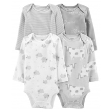 CARTER'S Body dl. rukáv Grey neutrál 4ks 18m