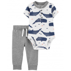 CARTER'S Set 2dílný tepláky, body kr. rukáv Grey Whale chlapec 9m CARTER'S Set 2dílný tepláky, body kr. rukáv Grey Whale chlapec 9m