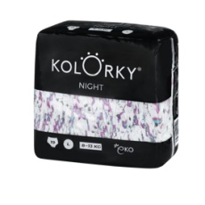 KOLORKY NIGHT - L (8-13 kg) - 19 ks - noční jednorázové eko plenky KOLORKY NIGHT - L (8-13 kg) - 19 ks - noční jednorázové eko plenky