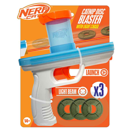 NERF CAT Hračka pro kočky Catnip blaster s 3 ks catnip disků 20 cm
