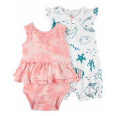 CARTER'S Set 2dílný body bez rukávů, overal letní kr. rukáv Ivory Ocean dívka LBB 3m CARTER'S Set 2dílný body bez rukávů, overal letní kr. rukáv Ivory Ocean dívka LBB 3m
