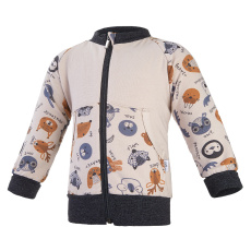 Little Angel-Mikina smyk TISK rozepínací Outlast® - latte barevná zvířátka Velikost oblečení: 80 Little Angel-Mikina smyk TISK rozepínací Outlast® - latte barevná zvířátka Velikost oblečení: 80